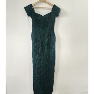 VTG ILGWU Velvet Short Sleeve Cocktail Dark Green Dress/Evening Opera Dress 7/8